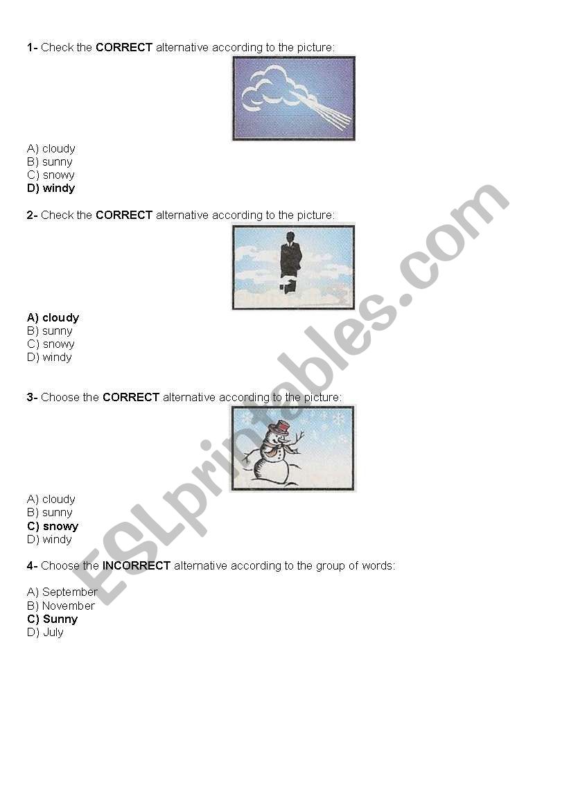 ELEMENTARY YEARS TEST worksheet