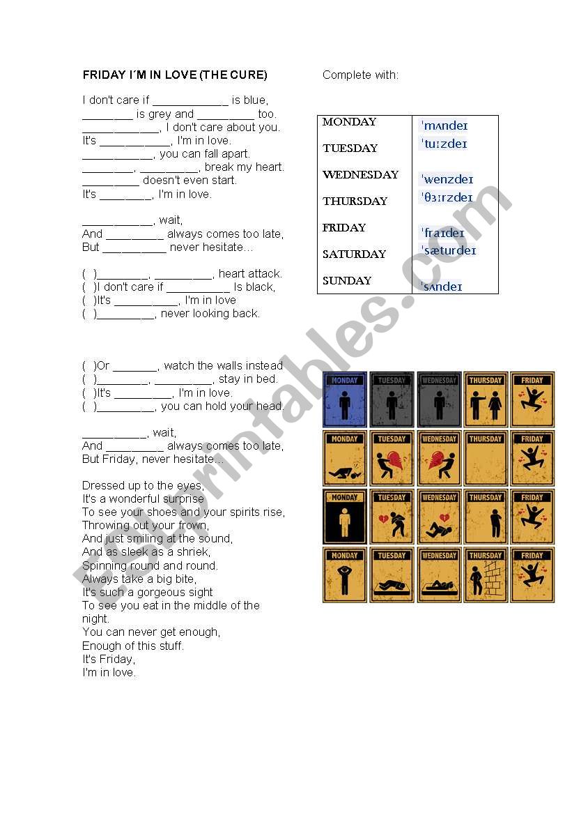 Days of the week friday im in love song