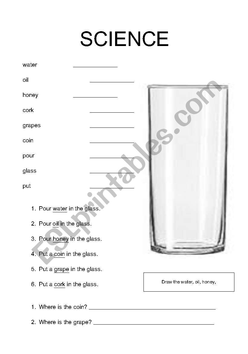 SCIENCE experiment sheet worksheet