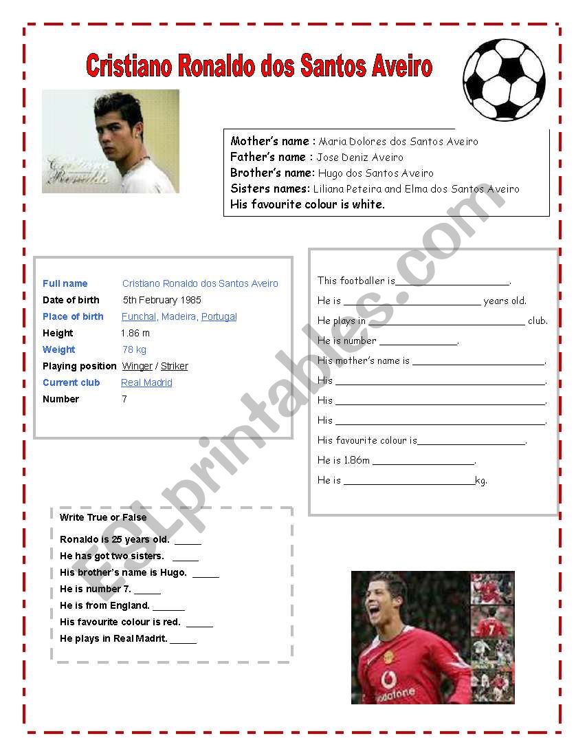 Cristiano Ronaldo worksheet