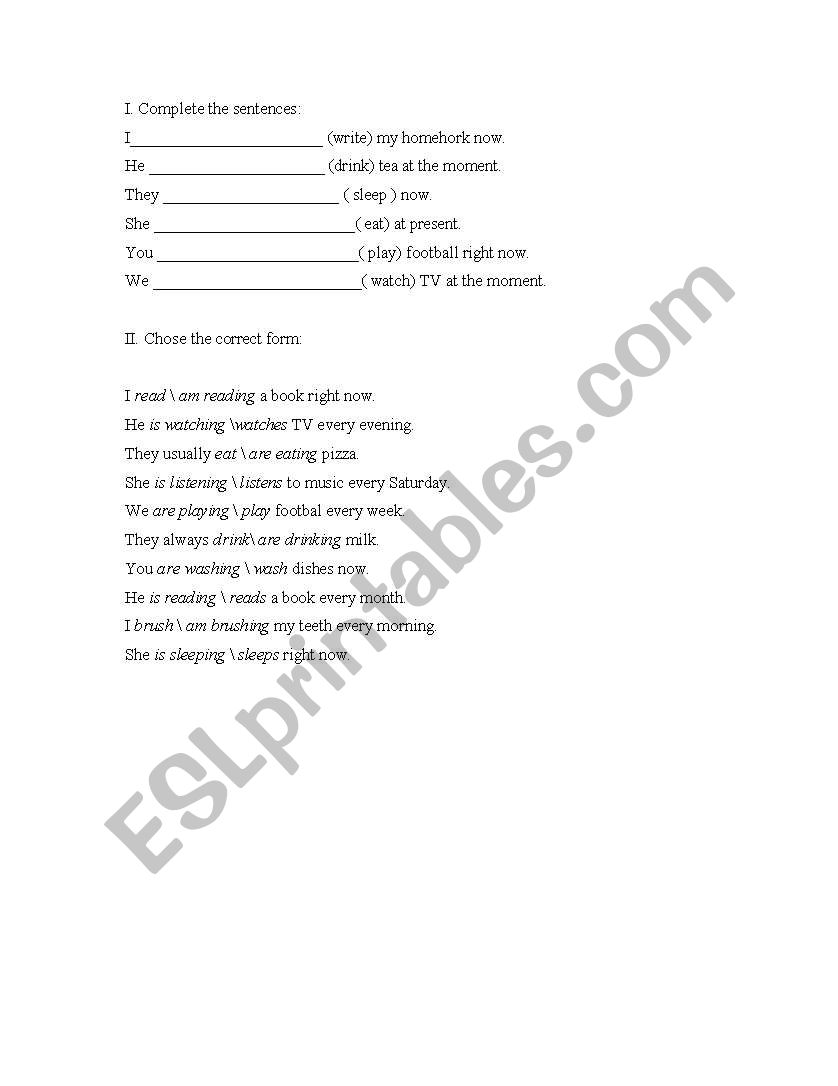 present tense worksheet