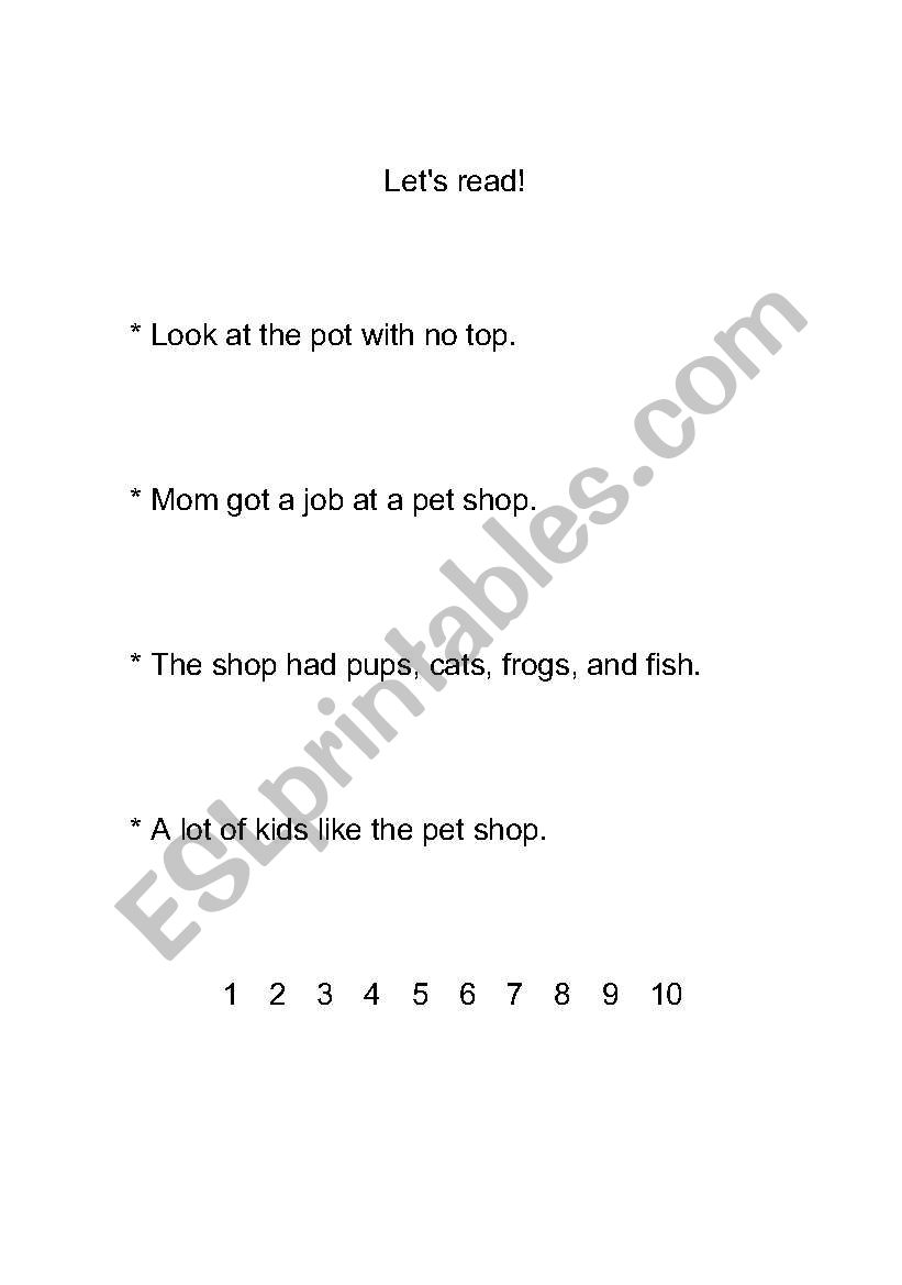 Lets read (short vowel O worksheet