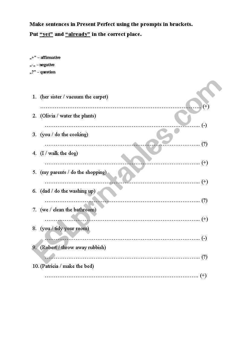 Present Perfect - yet and already