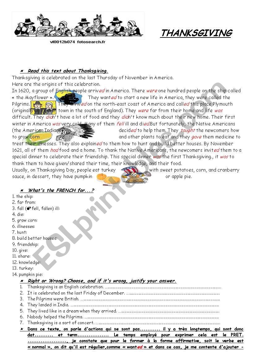 Thanksgiving worksheet