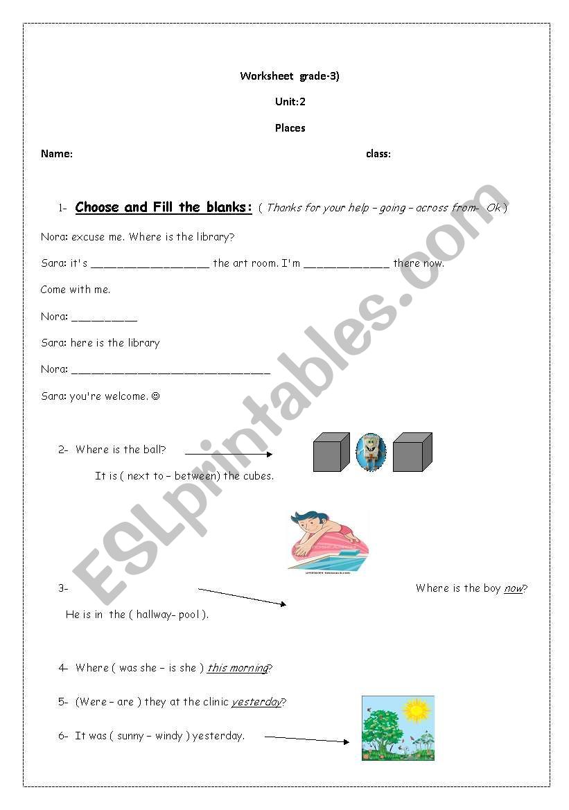 places worksheet