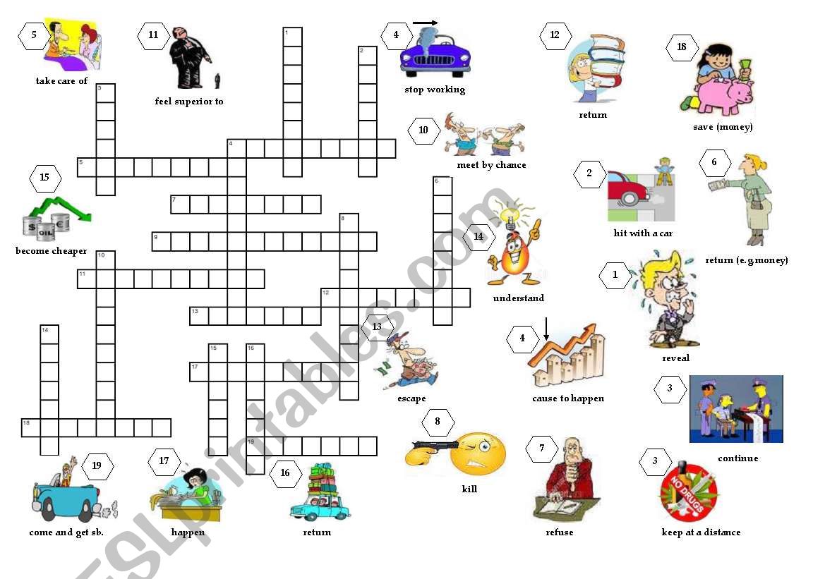 PHRASAL VERBS - CROSSWORD (with key)