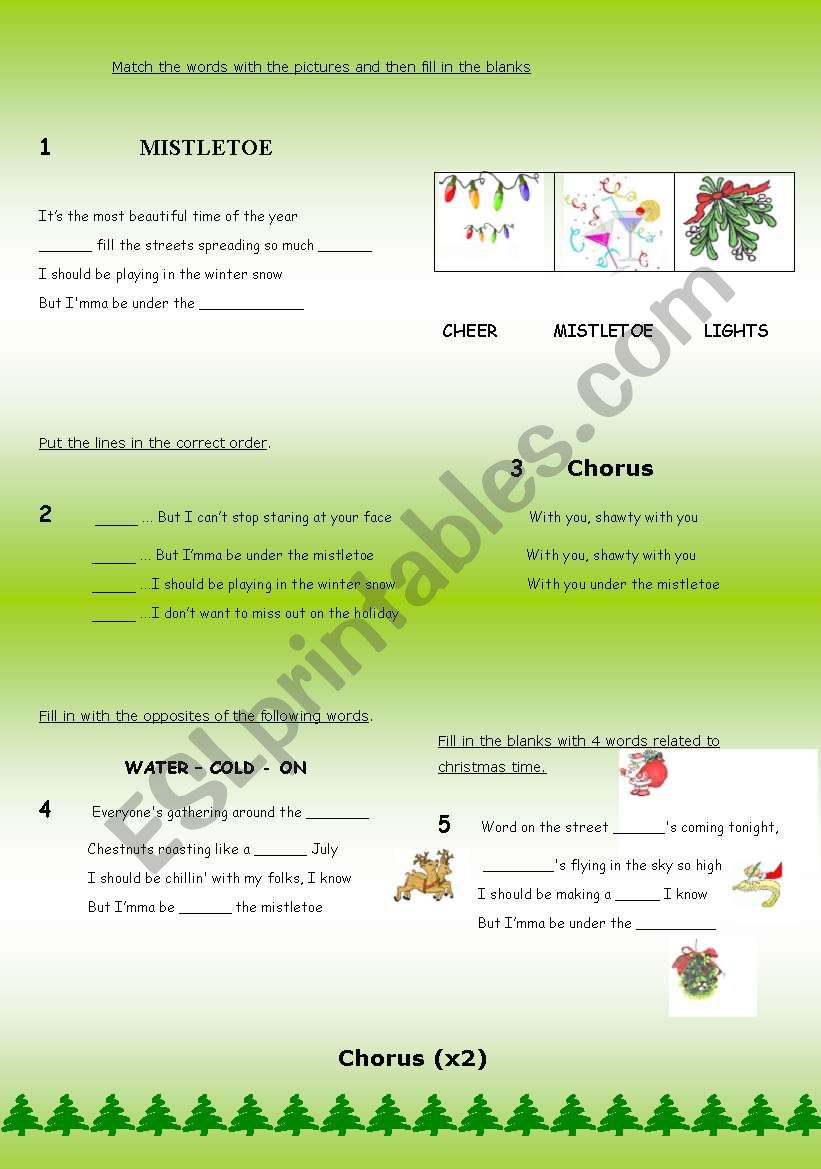 MISTLETOE - JUSTIN BIEBER worksheet