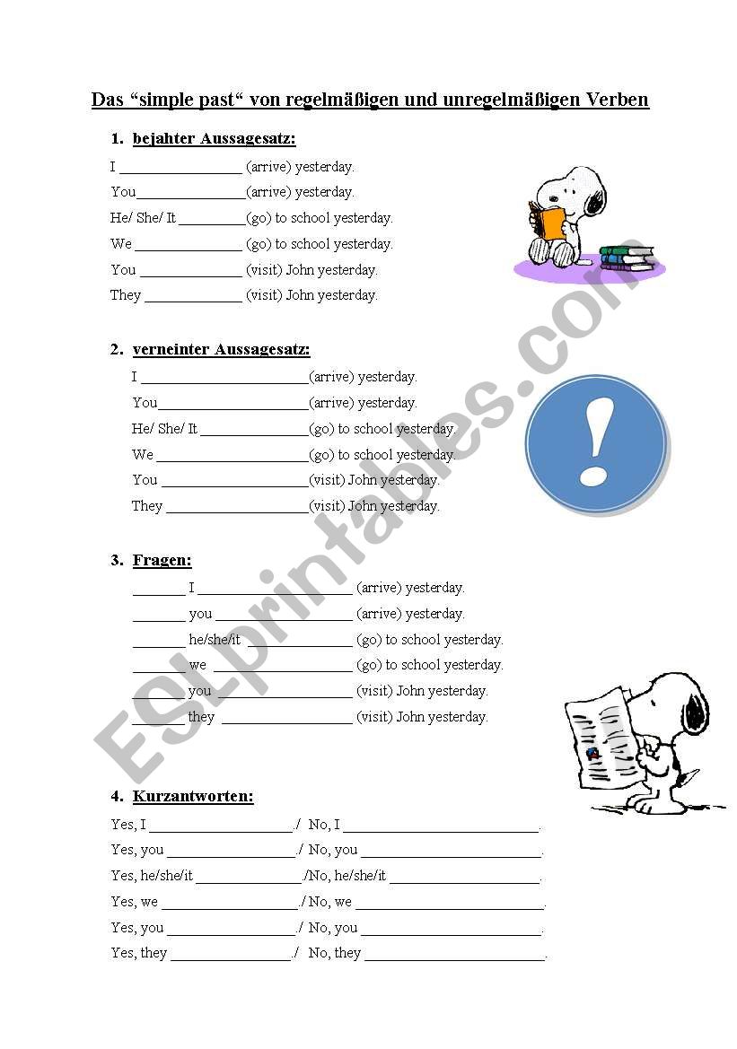 simple past  of regular and irregular verbs