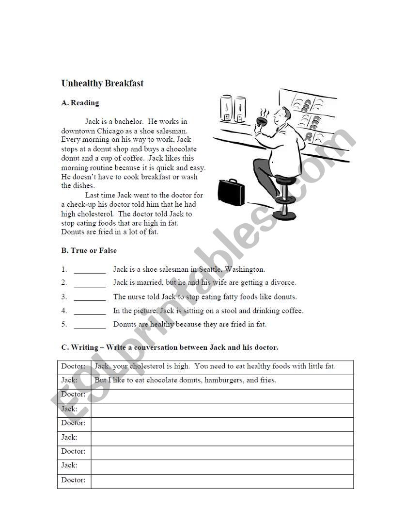 Breakfast worksheet