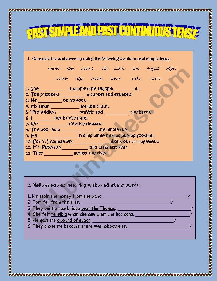 past simple and past continuous tense 