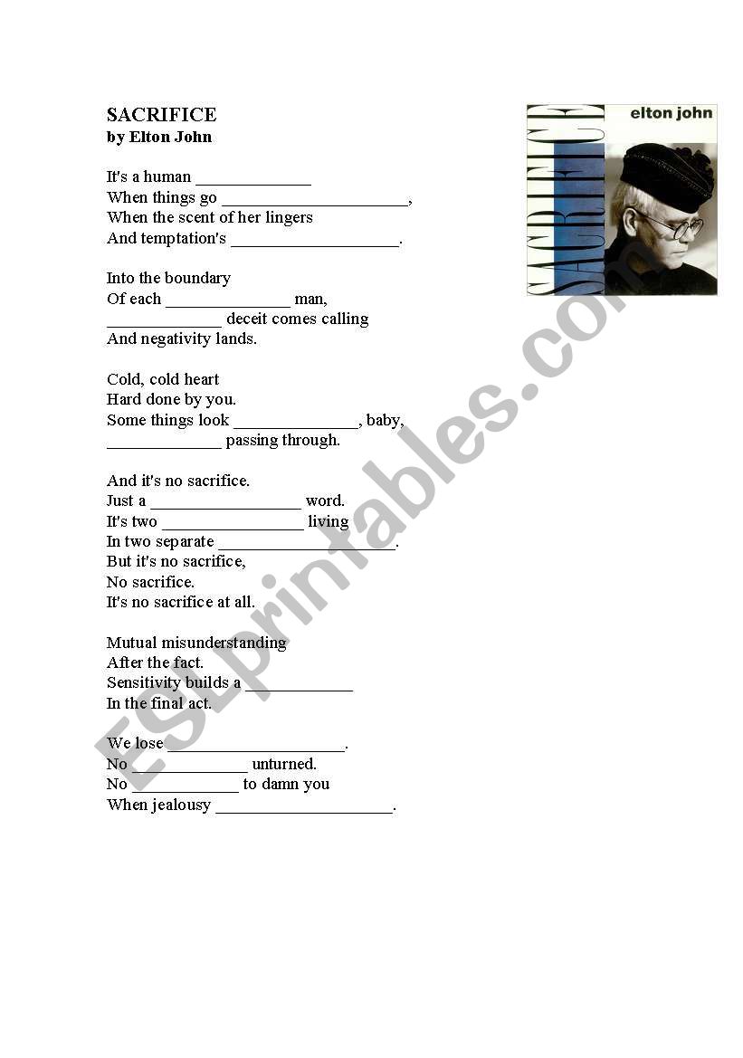 Sacrifice  Elton John worksheet