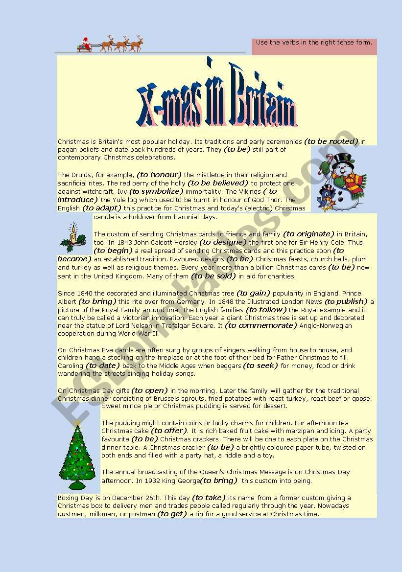 Christmas in Great Britain  worksheet