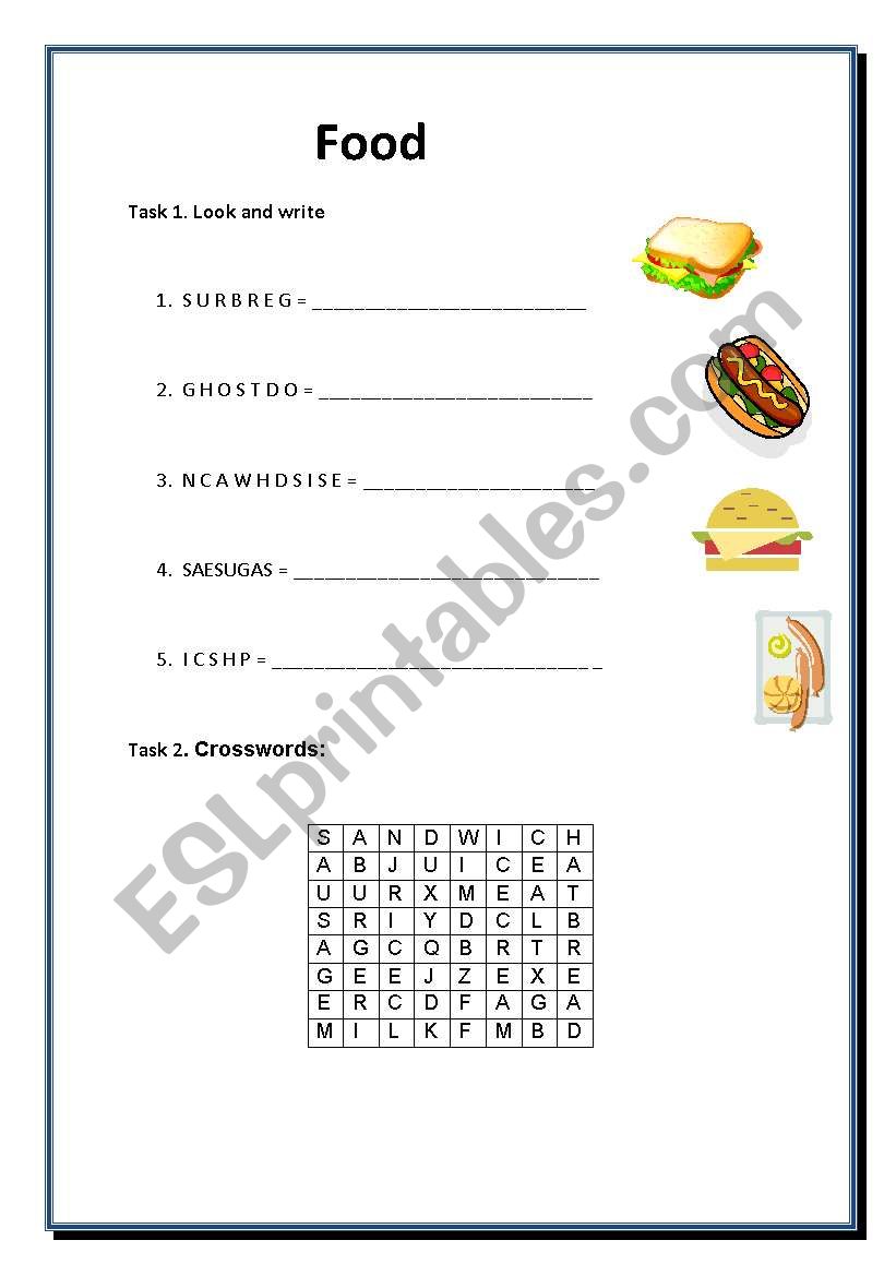 Food worksheet