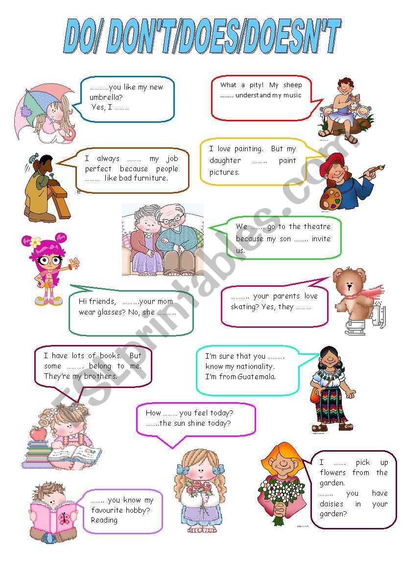 DO,DOES,DONÂ´T, DOESNÂ´T worksheet