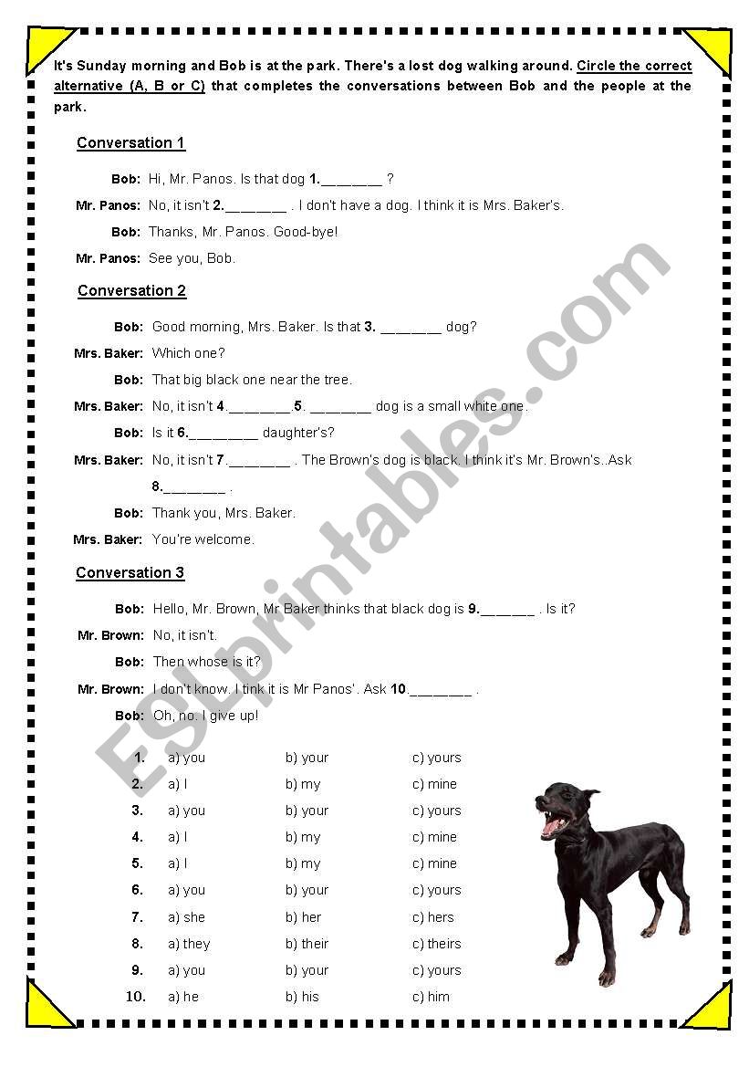 LOST DOG - PRONOUNS & GENITIVE CASE