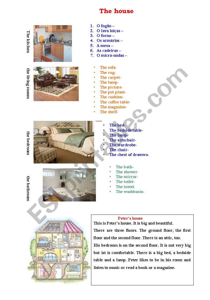 the house and furniture worksheet