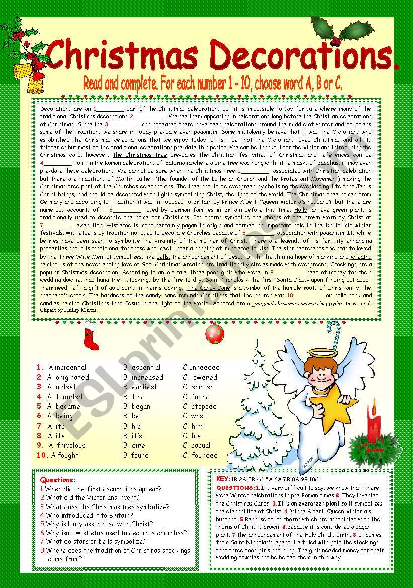 CHRISTMAS DECORATIONS. worksheet