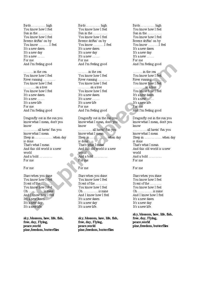 English Worksheets Birds Flying High Lyrics Ready Worksheet