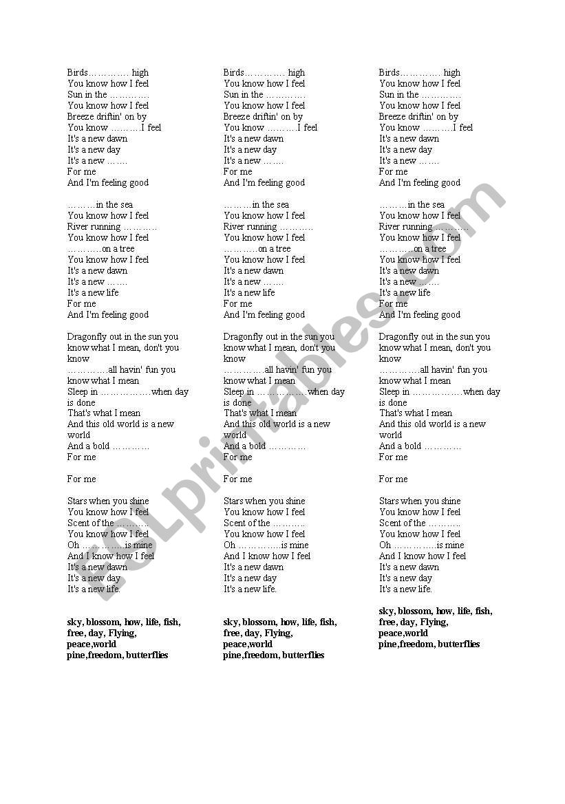 Birds flying high lyrics ready worksheet