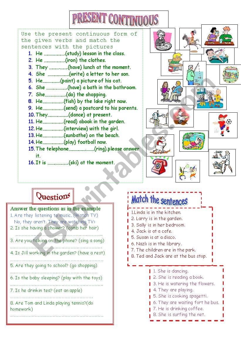 PRESENT CONINUOUS worksheet