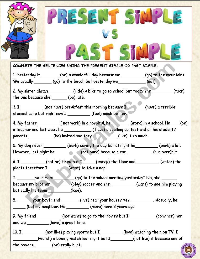 present simple vs past simple worksheet