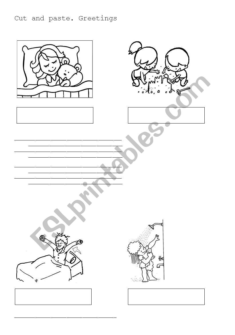 Greetings. Cut and Paste worksheet