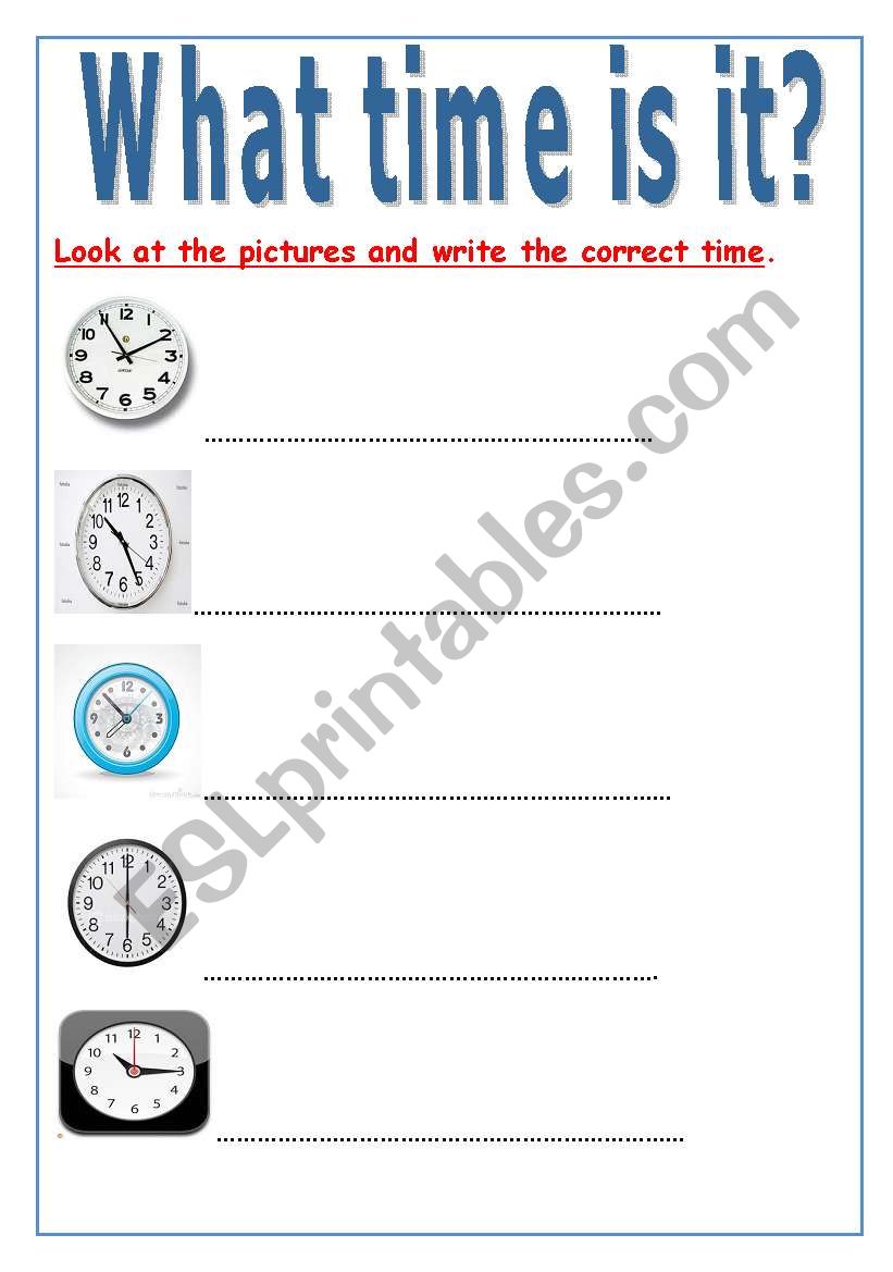 What time is it?  worksheet