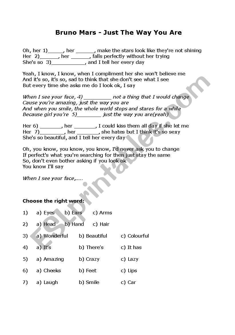 Fill in the blanks with Bruno Mars