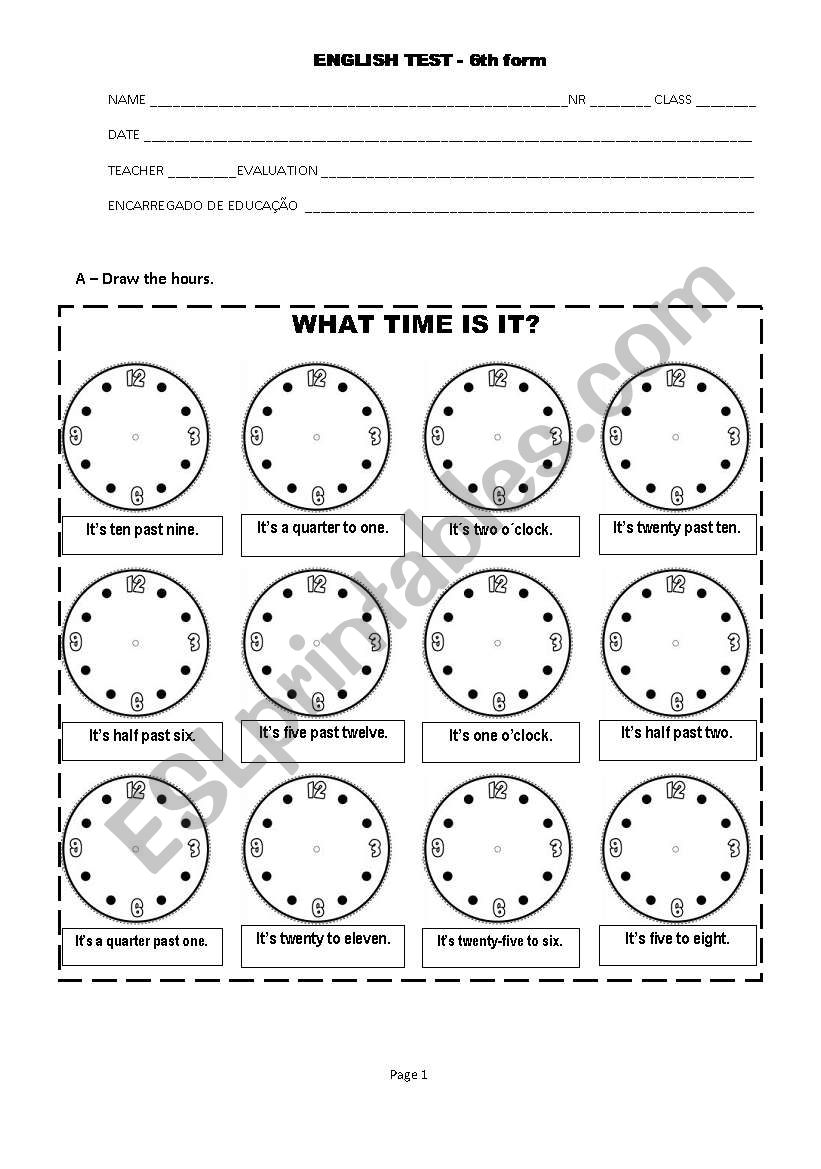 daily routine - test B worksheet