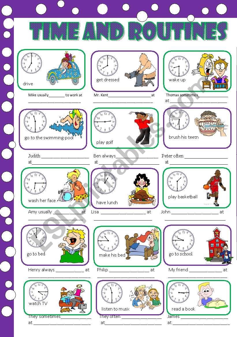 Time and routines worksheet