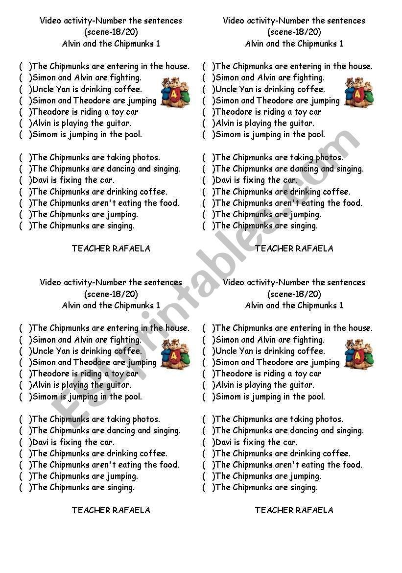 Alvin and the chipmunks worksheet