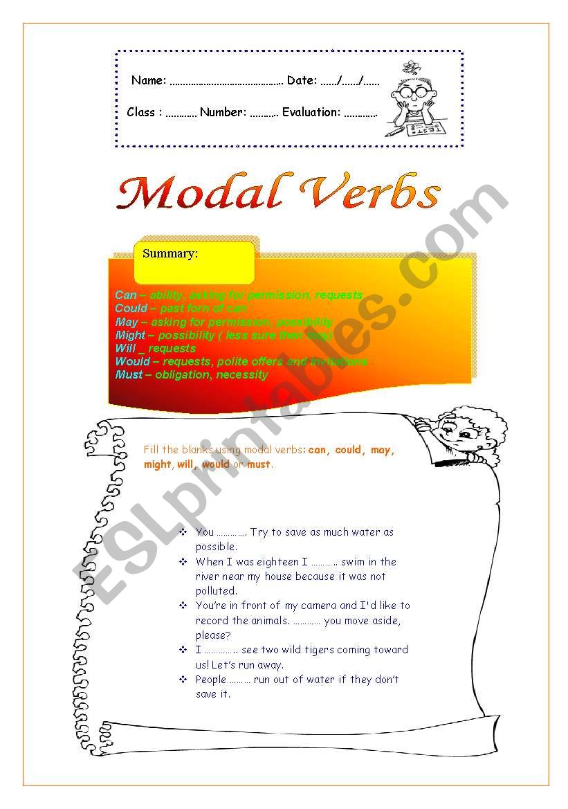 Model Verbs  worksheet