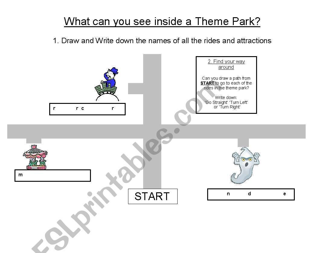 Theme Park Map worksheet