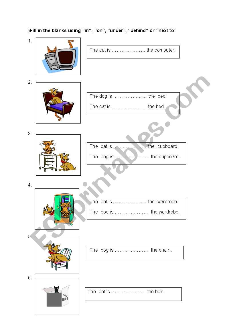 prepositions of place worksheet