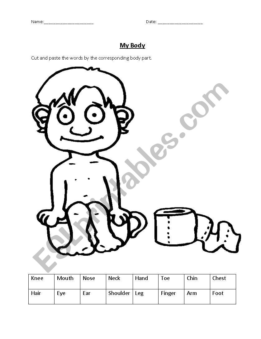 My body cut and paste worksheet