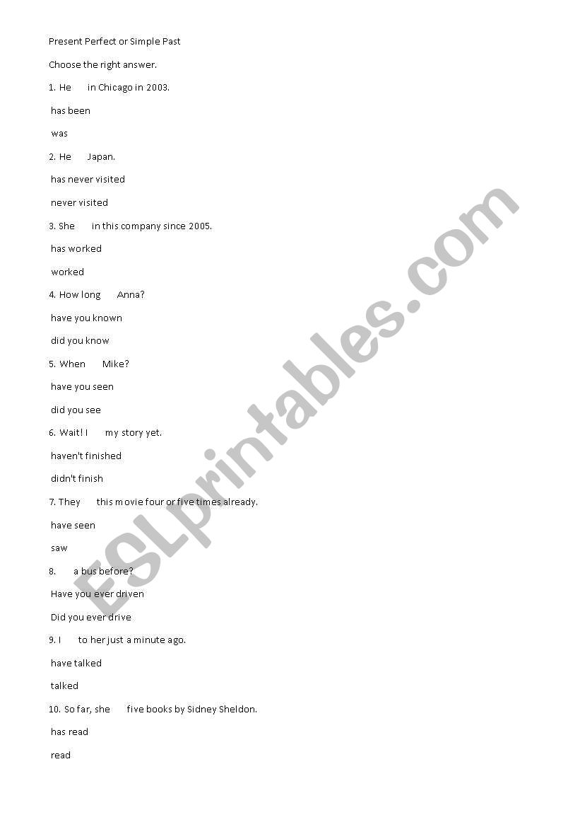Present Perfect or Past Simple
