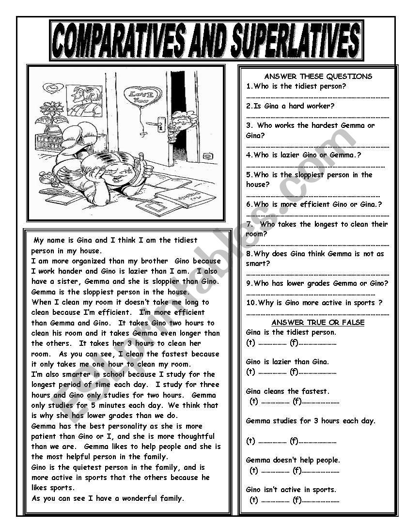 COMPARATIVES AND SUPERLATIVES worksheet