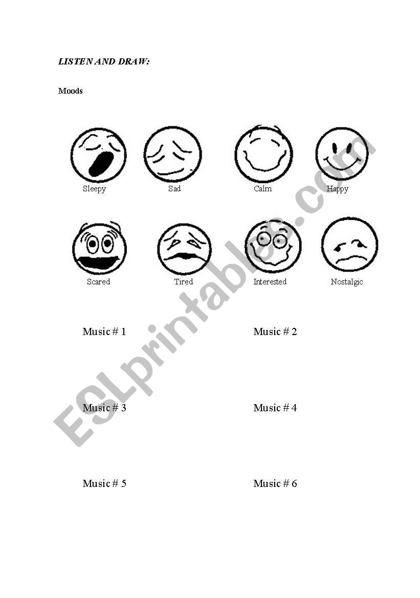 Feelings and Emotions worksheet