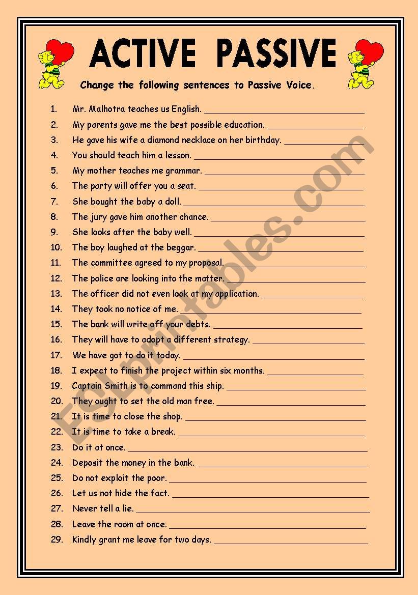 reported speech passive voice exercises pdf