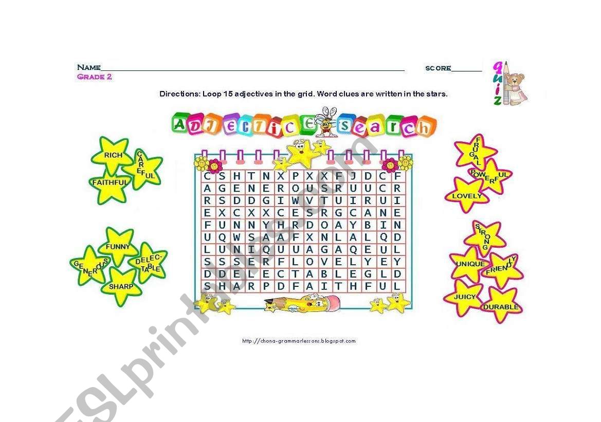 Adjective worksheet