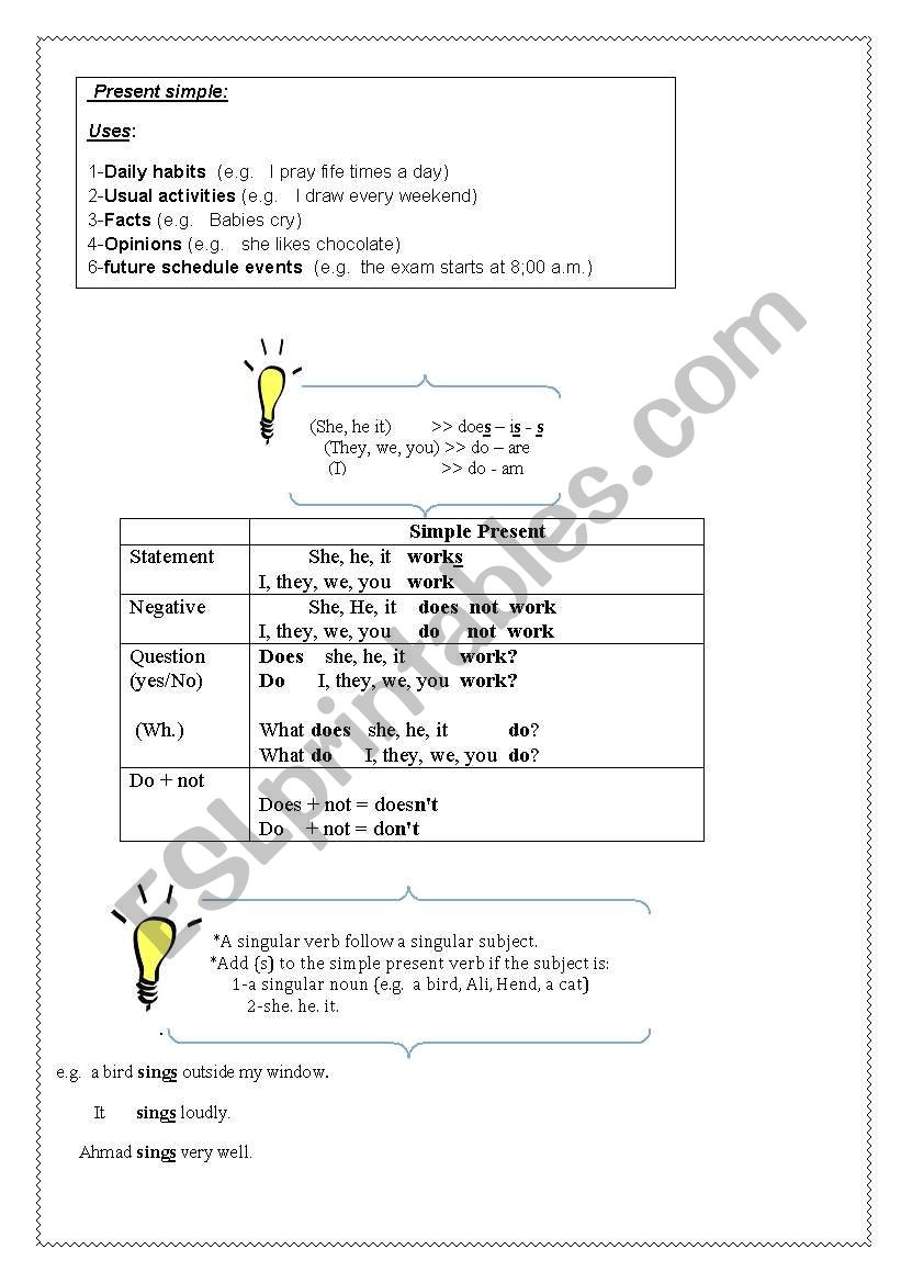 present simple worksheet