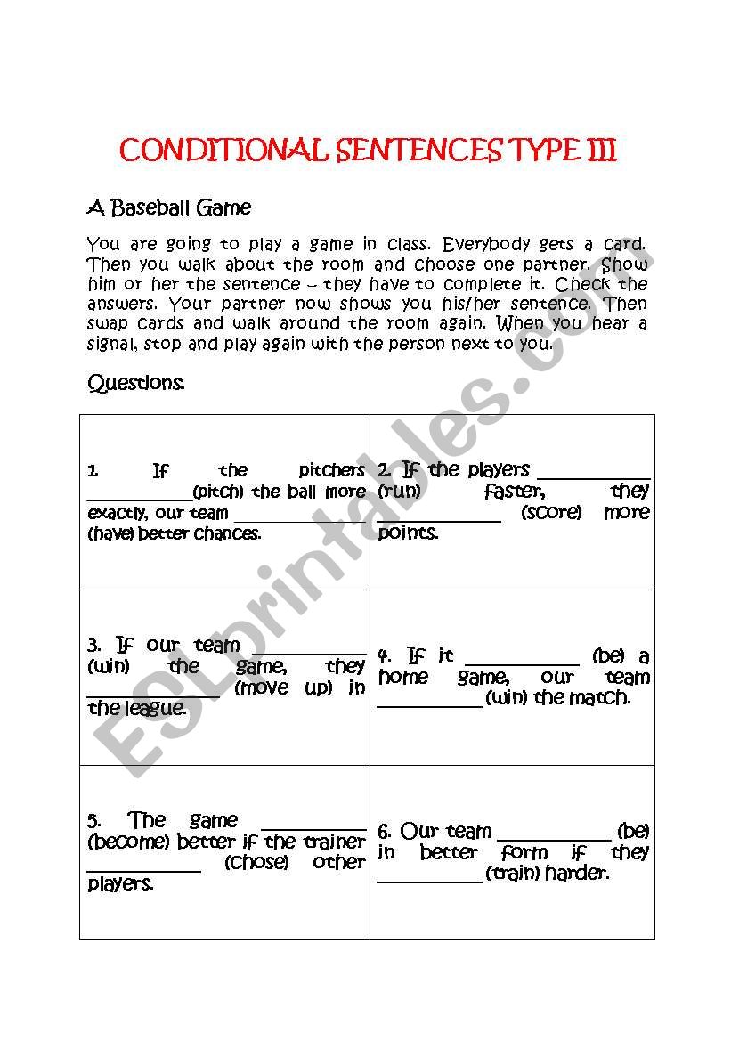 A Baseball Game worksheet