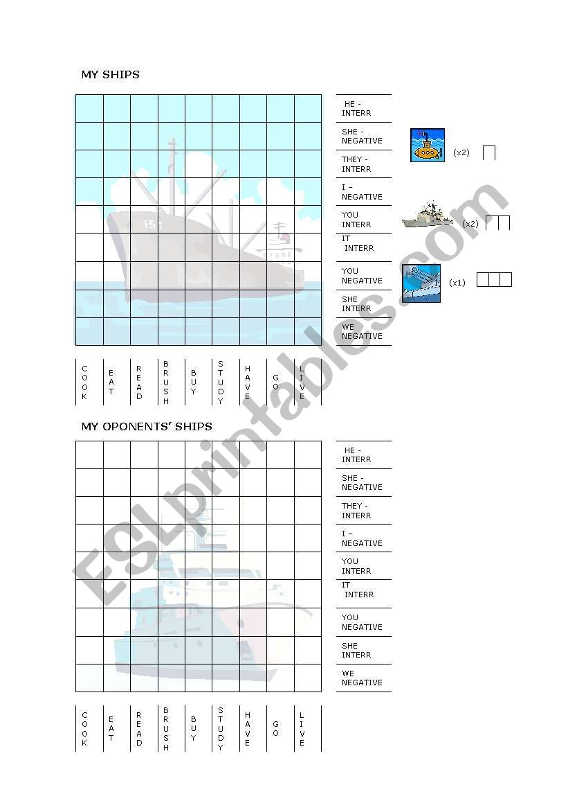 BATTLESHIP worksheet