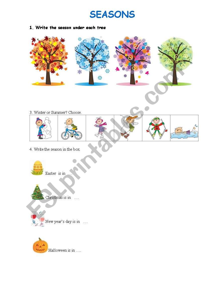 Seasons and clothes worksheet