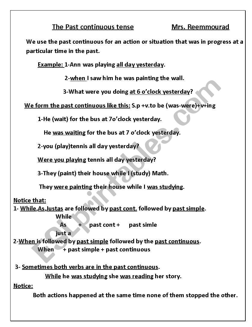 past  tenses (simple and continuous)