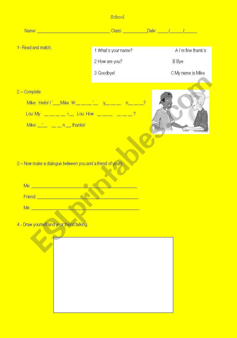 greetings worksheet