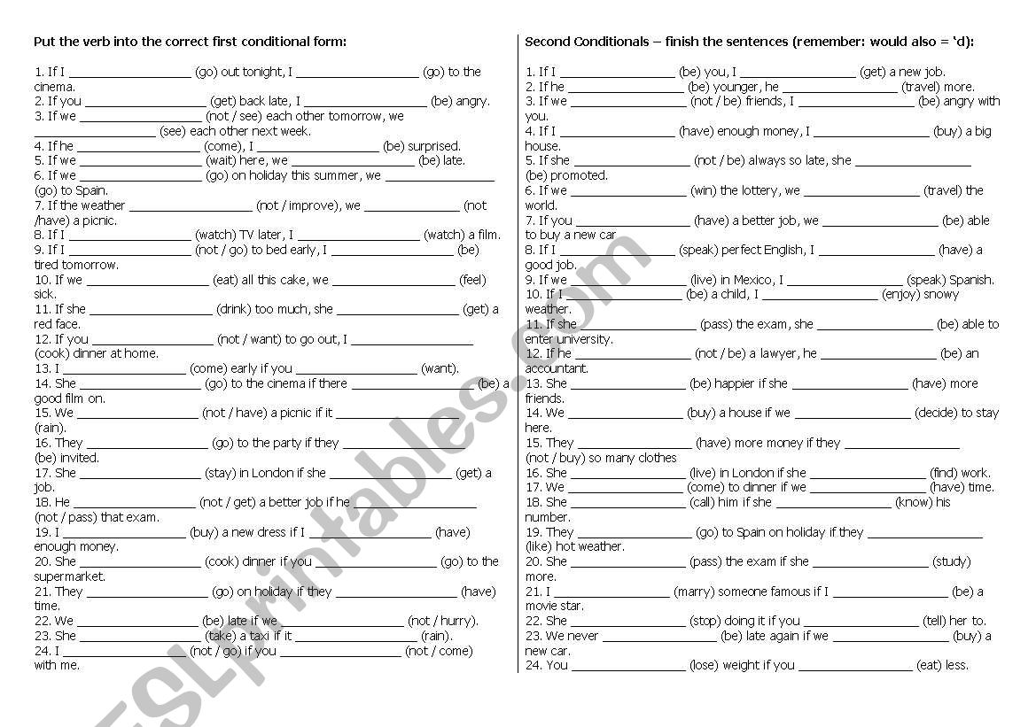 Conditionals  worksheet