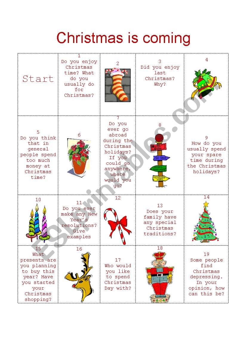 Christmas is coming worksheet