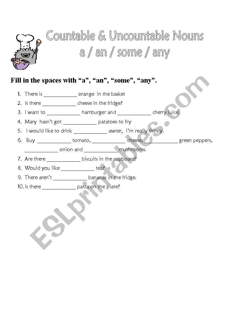 countable and uncountable exercises