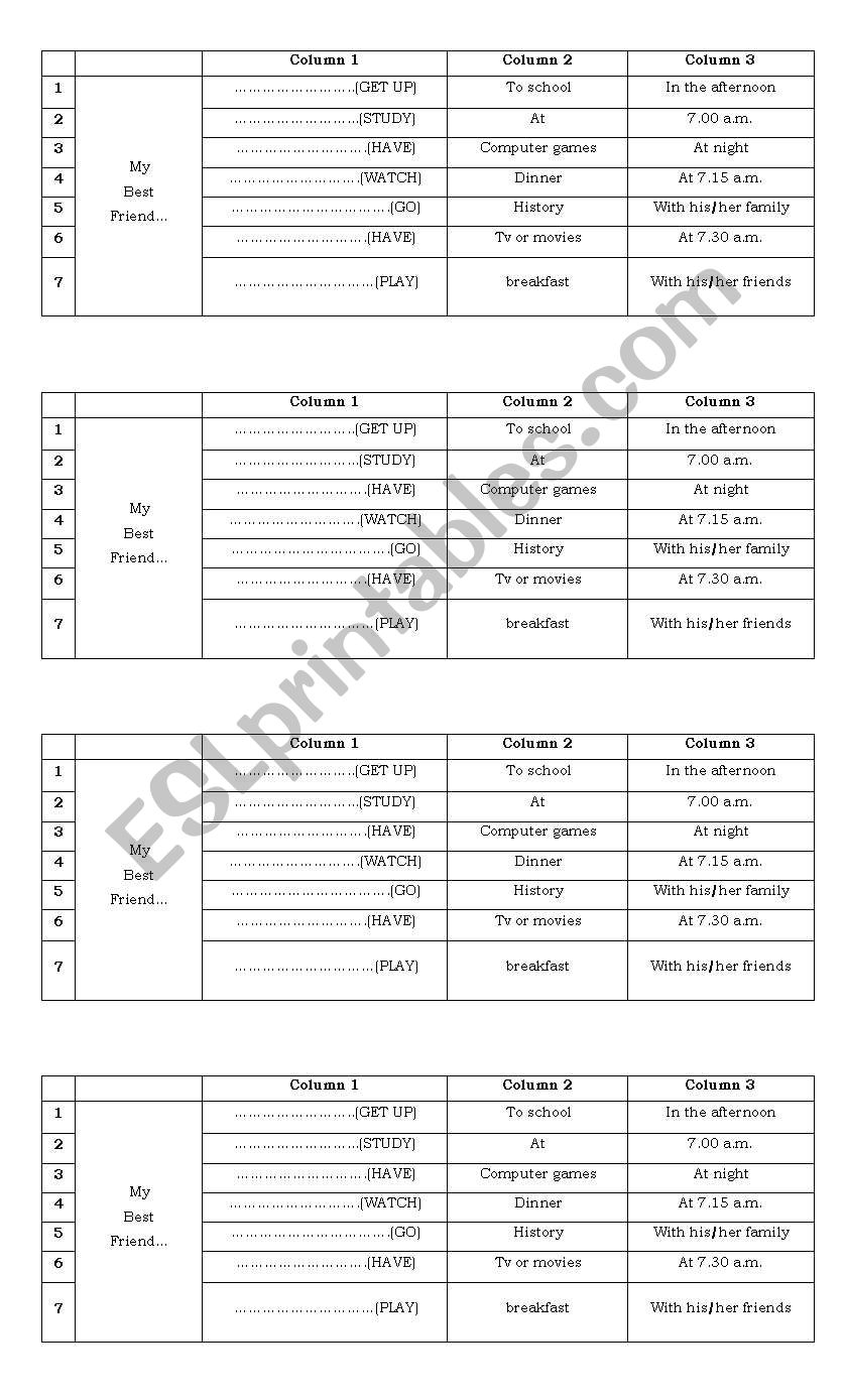 Daily Routine worksheet